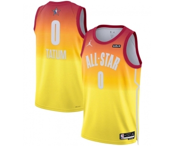 Men's 2023 All-Star #0 Jayson Tatum Orange Game Swingman Stitched Basketball Jersey