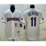 Men's Dominican Republic Baseball #11 Rafael Devers Number 2023 White World Baseball Classic Stitched Jersey