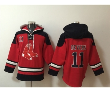 Men's Boston Red Sox #11 Rafael Devers Ageless Must-Have Lace-Up Pullover Hoodie