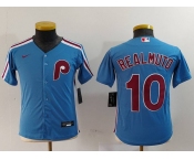 Youth Philadelphia Phillies #10 JT Realmuto Light Blue Cooperstown Cool Base Jersey