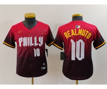 Youth Philadelphia Phillies #10 JT Realmuto Number Red 2024 City Connect Limited Jersey