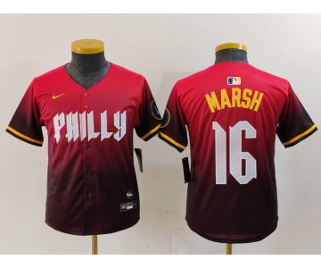 Youth Philadelphia Phillies #16 Brandon Marsh Red 2024 City Connect Limited Jersey