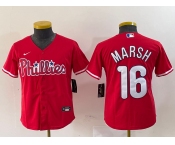 Youth Philadelphia Phillies #16 Brandon Marsh Red Stitched Cool Base Jersey