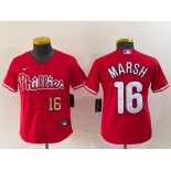 Youth Philadelphia Phillies #16 Brandon Marsh Red Stitched Cool Base Jerseys