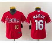 Youth Philadelphia Phillies #16 Brandon Marsh Red Stitched Cool Base Jerseys