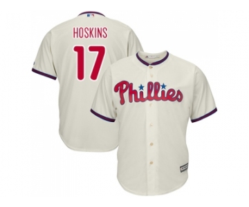 Youth Philadelphia Phillies #17 Rhys Hoskins Cream Cool Base Stitched MLB Jersey