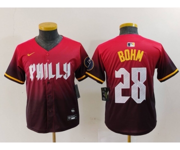 Youth Philadelphia Phillies #28 Alec Bohm Red 2024 City Connect Limited Jersey