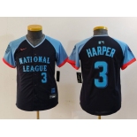 Youth Philadelphia Phillies #3 Bryce Harper Number Navy 2024 All Star Limited Stitched Jerseys