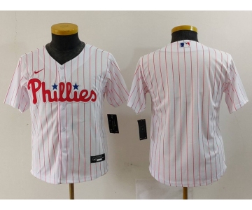 Youth Philadelphia Phillies Blank White Pinstripe Stitched Cool Base Jersey
