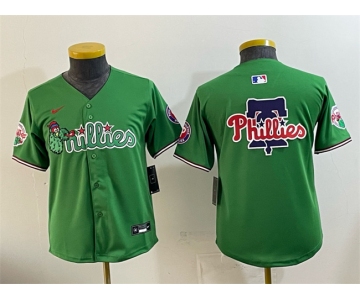 Youth Philadelphia Phillies Team Big Logo Green Phanatic Limited Stitched Jersey