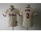 youth mlb philadelphia phillies #3 pence Cream youth mlb philadelphia phillies #3 pence Cream