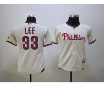 youth mlb philadelphia phillies #33 cliff lee cream