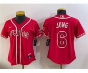 Women's Texas Rangers #6 Josh Jung Red 2026 City Connect Stadium Stitched Baseball Jersey Women's Texas Rangers #6 Josh Jung Red 2026 City Connect Stadium Stitched Baseball Jersey