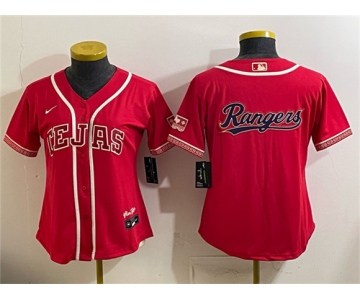 Women's Texas Rangers Team Big Logo Red 2026 City Connect Stadium Stitched Baseball Jersey
