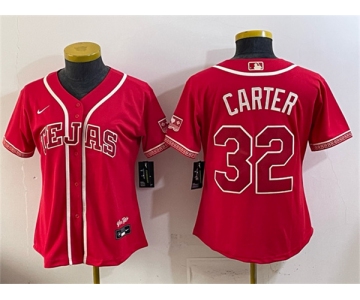 Youth Texas Rangers #32 Evan Carter Red 2026 City Connect Stadium Stitched Baseball Jersey