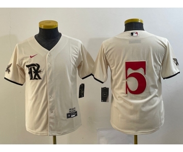 Youth Texas Rangers #5 Corey Seager Cream 2023 City Connect Cool Base Stitched Jersey