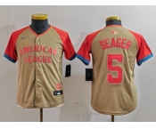 Youth Texas Rangers #5 Corey Seager Cream 2024 All Star Limited Stitched Jersey