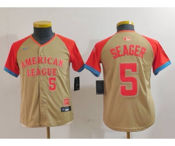 Youth Texas Rangers #5 Corey Seager Number Cream 2024 All Star Limited Stitched Jersey