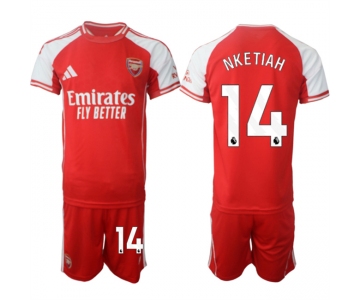 Men's Arsenal F.C #14 Eddie Nketiah Red 2025 Home Soccer Jersey Suit
