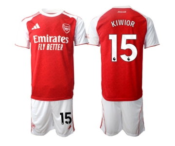 Men's Arsenal F.C #15 Jakub Kiwior 2026 Red Home Soccer Jersey Suit