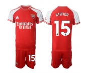 Men's Arsenal F.C #15 Jakub Kiwior Red 2025 Home Soccer Jersey Suit