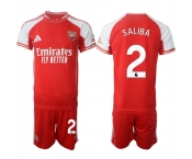 Men's Arsenal F.C #2 William Saliba Red 2025 Home Soccer Jersey Suit