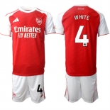 Men's Arsenal F.C #4 Ben White 2026 Red Home Soccer Jersey Suit