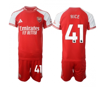 Men's Arsenal F.C #41 Declan Rice Red 2025 Home Soccer Jersey Suit