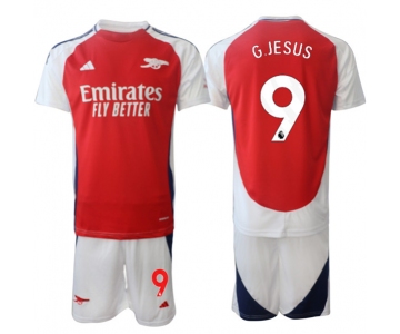 Men's Arsenal F.C #9 Gabriel Jesus 2024 Red Home Soccer Jersey Suit