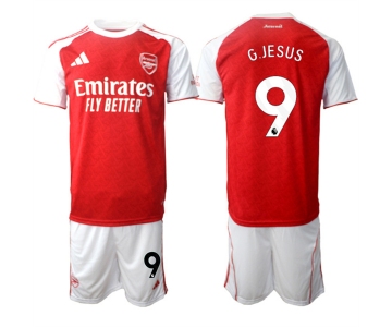 Men's Arsenal F.C #9 Gabriel Jesus 2026 Red Home Soccer Jersey Suit
