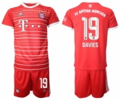 Men's FC Bayern München #19 Alphonso Davies 22-23 Red Home Soccer Jersey Suit