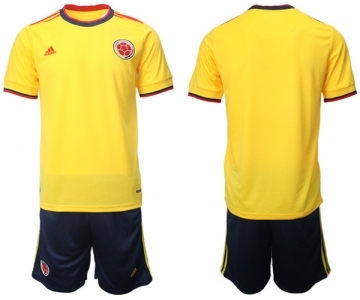 Men's Colombia Blank Yellow Home Soccer Jersey Suit