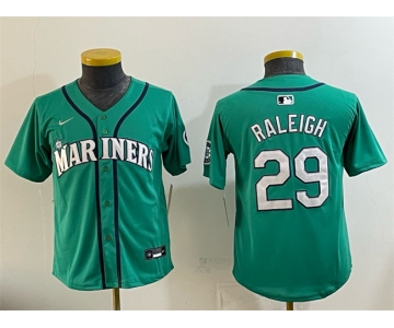Youth Seattle Mariners #29 Cal Raleigh Aqua Alternate Limited Stitched Jersey