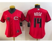 Women's Cincinnati Reds #14 Pete Rose Red 2026 City Connect Stadium Stitched Baseball Jersey Women's Cincinnati Reds #14 Pete Rose Red 2026 City Connect Stadium Stitched Baseball Jersey
