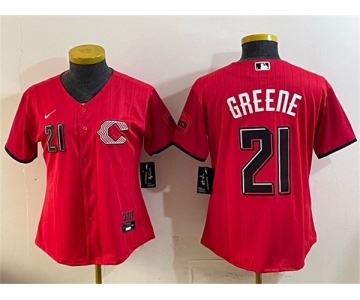 Women's Cincinnati Reds #21 Hunter Greene Red 2026 City Connect Stadium Stitched Baseball Jersey