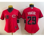 Women's Cincinnati Reds #29 TJ Friedl Red 2026 City Connect Stadium Stitched Baseball Jersey Women's Cincinnati Reds #29 TJ Friedl Red 2026 City Connect Stadium Stitched Baseball Jersey