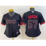 Women's Cincinnati Reds #57 Julian Garcia Black City Connect Stitched Baseball Jersey Women's Cincinnati Reds #57 Julian Garcia Black City Connect Stitched Baseball Jersey