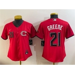 Women's Cincinnati Reds #21 Hunter Greene Red 2026 City Connect Stadium Stitched Baseball Jersey Women's Cincinnati Reds #21 Hunter Greene Red 2026 City Connect Stadium Stitched Baseball Jersey