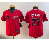 Women's Cincinnati Reds #27 Sal Stewart Red 2026 City Connect Stadium Stitched Baseball Jersey Women's Cincinnati Reds #27 Sal Stewart Red 2026 City Connect Stadium Stitched Baseball Jersey