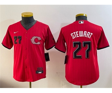 Women's Cincinnati Reds #27 Sal Stewart Red 2026 City Connect Stadium Stitched Baseball Jersey