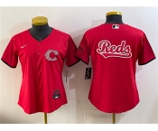 Women's Cincinnati Reds Team Big Logo Red 2026 City Connect Stadium Stitched Baseball Jersey Women's Cincinnati Reds Team Big Logo Red 2026 City Connect Stadium Stitched Baseball Jersey