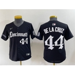 Youth Cincinnati Reds #44 Elly De La Cruz Black 'Gothic Queen City Edition' Vapor Premier Limited Stitched Baseball Jersey