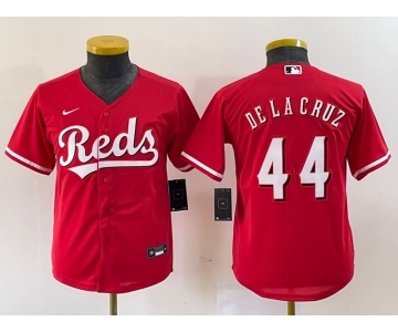 Youth Cincinnati Reds #44 Elly De La Cruz Red Cool Base Stitched Baseball Jersey2