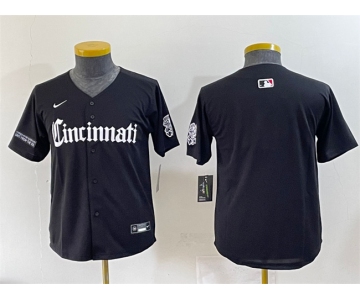Youth Cincinnati Reds Blank Black 'Gothic Queen City Edition' Vapor Premier Limited Stitched Baseball Jersey