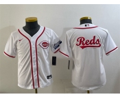 Youth Cincinnati Reds Team Big Logo White 2025 Speedway Classic Stitched Baseball Jersey Youth Cincinnati Reds Team Big Logo White 2025 Speedway Classic Stitched Baseball Jersey