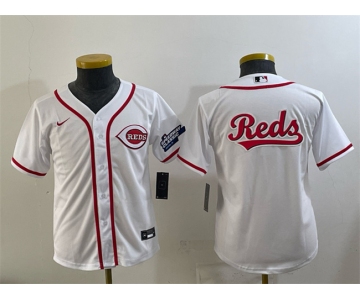 Youth Cincinnati Reds Team Big Logo White 2025 Speedway Classic Stitched Baseball Jersey