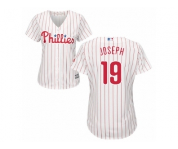 Women Majestic Philadelphia Phillies #19 Tommy Joseph Replica White Red Strip Home Cool Base MLB Jersey