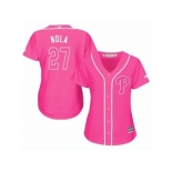 Women's Majestic Philadelphia Phillies #27 Aaron Nola Replica Pink Fashion Cool Base MLB Jersey