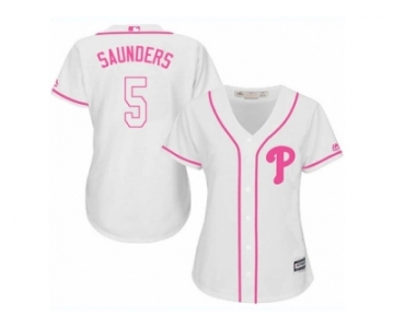 Women's Majestic Philadelphia Phillies #5 Michael Saunders Authentic White Fashion Cool Base MLB Jersey