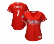 Women's Majestic Philadelphia Phillies #7 Maikel Franco Authentic Scarlet 2017 Spring Training Cool Base MLB Jersey Women's Majestic Philadelphia Phillies #7 Maikel Franco Authentic Scarlet 2017 Spring Training Cool Base MLB Jersey